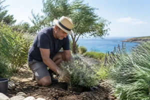 jardiner près de la mer Hérault en aménageant un espace extérieur durable face au littoral méditerranéen