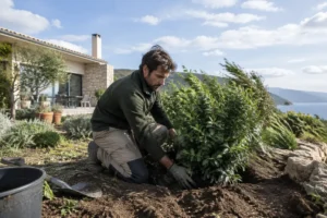 Conseils pratiques pour gérer un jardin exposé à la tramontane en plantant une haie brise-vent.